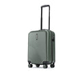 Dark green small cabin suitcase with ridged texture, telescopic handle and side wheels