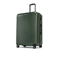 Large check-in suitcase, dark green side profile with recessed handle and ridges