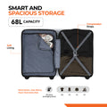 Set of 2 polypropylene wheeled suitcases, dark blue hardshell with open front compartments