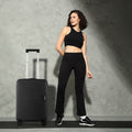 Set of 2 polypropylene wheeled suitcases, black hardshell with telescopic handles