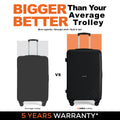 HRX medium polypropylene suitcase in black, upright with 4 wheels