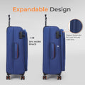 Blue HRX expandable soft trolley with zipper expander, shown side-by-side