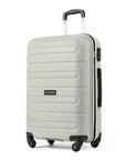 Medium hard-shell trolley suitcase in light gray, with telescopic handle and 4 wheels