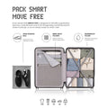 Open polycarbonate trolley with multi-compartment packing system for clothes and shoes