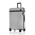 Light grey polycarbonate check-in trolley with upright handle and 8 spinner wheels