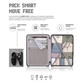 Open polycarbonate check-in trolley with packing panels and mesh utility pockets