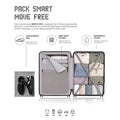 Medium check-in trolley open interior with mesh pockets, zip divider, and shoe storage bag.