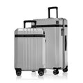 Polycarbonate trolley suitcase set of 2 in grey with 8 wheels and telescopic handles