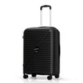 Medium polypropylene spinner suitcase, black hard-shell with 8 smooth wheels