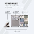 Medium rolling suitcase open interior organizer with compartments and mesh pockets