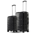 Polypropylene trolley set of 2 with telescopic handles, black shells, 8 wheels