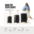 Polypropylene trolley luggage set of 3 with telescopic handles in cabin, medium and large sizes
