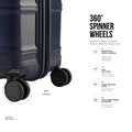 Navy polypropylene trolley wheel with 360° spinner and reinforced wheel housing