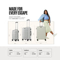 Set of 3 polypropylene trolley suitcases, light grey, upright with extended handles
