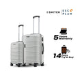 Polypropylene trolley set of 2 in light grey with telescopic handles and wheels