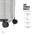 Light grey polypropylene trolley wheel with 360° spinner and reinforced wheel housing