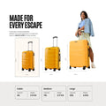 Yellow poly suitcases set, telescopic handles, wheeled shells in 3 sizes