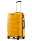 Medium check-in trolley, yellow shell with upright handle and black wheels