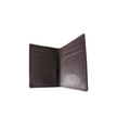 Brown leather card holder interior, open view with card slots and Rare logo