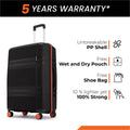 Large check-in suitcase in black with telescopic handle and spinner wheels.