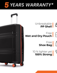 HRX by Hrithik Roshan Hard Body Set of 3 Luggage 8 Wheels - Helium