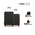 2-piece hard-shell suitcase set, black, with telescopic handles and 8 wheels
