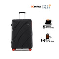 Black large check-in suitcase with telescopic handle and 8 wheels