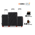 Black hard-shell luggage set of 3 with telescopic handles and 8-wheel spinners