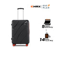Small cabin suitcase with 8 wheels, black hard shell with side handle