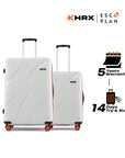 Hard-shell luggage set (2) in white, with telescopic handles and spinner wheels