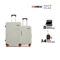 2-piece hard-shell suitcase set, light cream, with telescopic handles and 8 wheels
