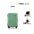 Medium check-in suitcase, green hard shell with telescopic handle and wheels