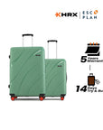 Hard-shell luggage set (2) in green, with telescopic handles and spinner wheels