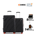 Hard-shell luggage set of 2, black suitcases with telescopic handles and red wheels