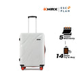 Medium check-in suitcase, white hard shell with telescopic handle and 8 wheels