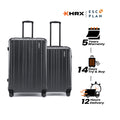 HRX luggage set of 2 hard shell suitcases, charcoal gray, with 8 spinner wheels.