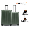 Hard-shell luggage set of 2 in dark green with upright handles and spinner wheels