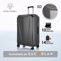 Hard-shell polycarbonate trolley luggage, matte dark grey, with telescopic handle and wheels