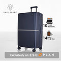 Hard-shell polycarbonate trolley suitcase with telescopic handle, front panel, dark blue finish