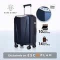Dark blue hard-shell polycarbonate trolley suitcase with gloss finish and telescoping handle
