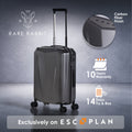 Carbon fiber finish hard-shell trolley suitcase, dark grey with telescoping handle and wheels