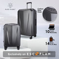 Carbon fiber finish hard-shell trolley suitcase, dark grey with telescoping handle and wheels