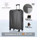 Hard-shell trolley luggage, matte finish in dark gray, with handle and side vents