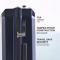 Dark blue hard-shell trolley suitcase with TSA combination lock