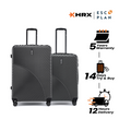 Hard-shell luggage set of two in dark grey, each with front wheels and upright handle
