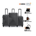 Set of three hardshell suitcases with telescopic handles and 4 spinner wheels