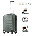 Dark green ribbed hardside cabin suitcase with telescopic handle and wheels