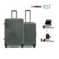 2-piece hard-shell luggage set in dark green, with 8 wheels and telescopic handles