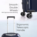 Hard-shell polycarbonate trolley suitcase with double smooth wheels and telescopic handle