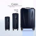 Cabin hard-shell trolley suitcase, dark blue with telescoping handle and wheels